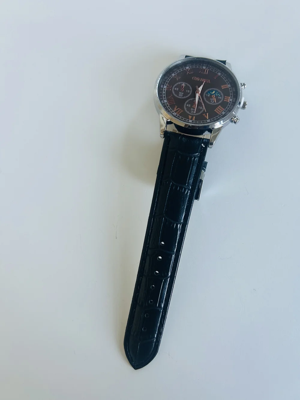 Geneva Black Watch with Rose Gold Details